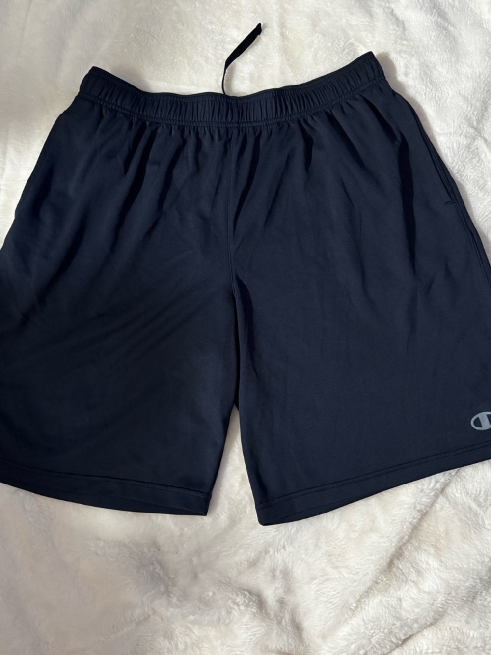 Champion Men's Dark Navy Athletic Shorts with Logo